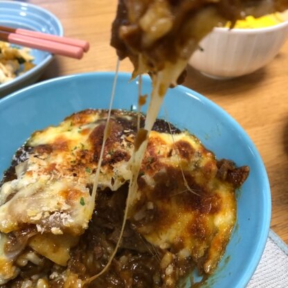 前日のカレーが別のお料理になってくれて、美味しかったです。とろーりチーズがたまりません！